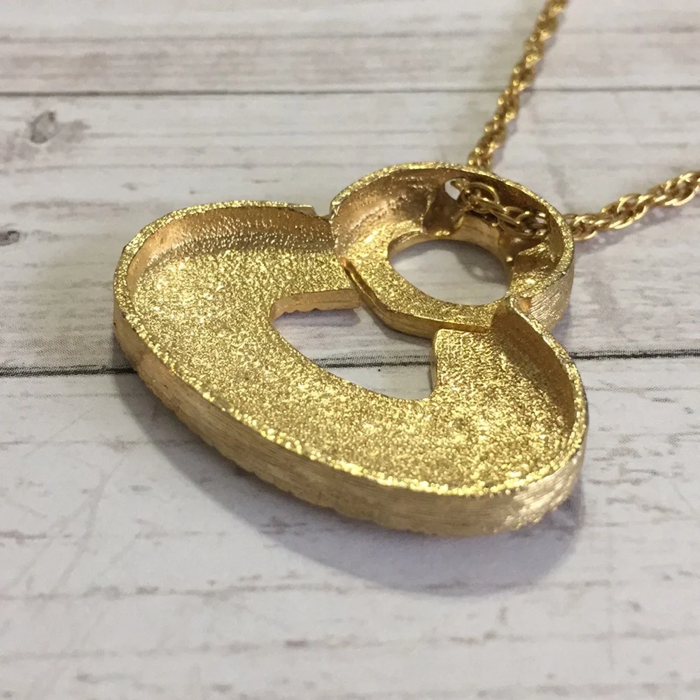 Vintage Gold Tone Pendant Necklace Art Deco